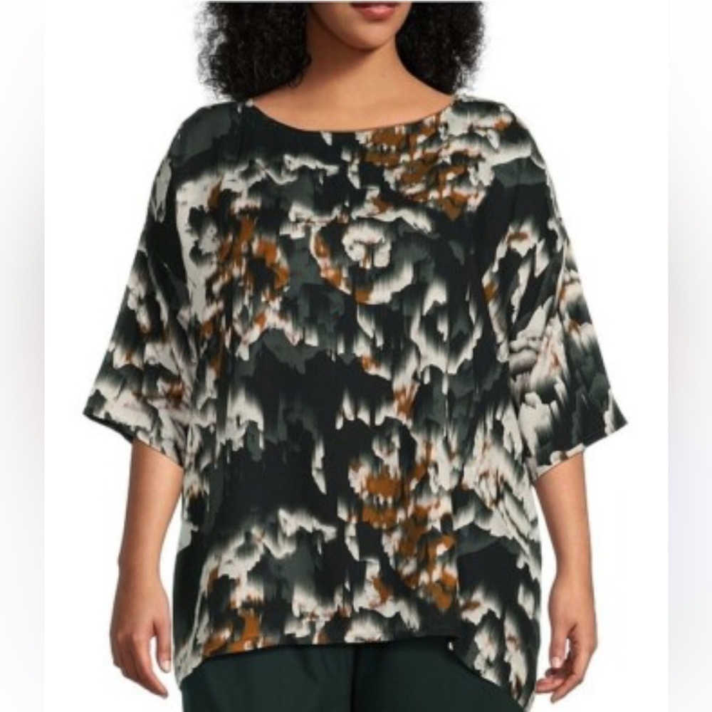 Bryn Walker ANDORRA Print Viscose Crepe 3/4  Sleeve Bex Shirt‎ 3X